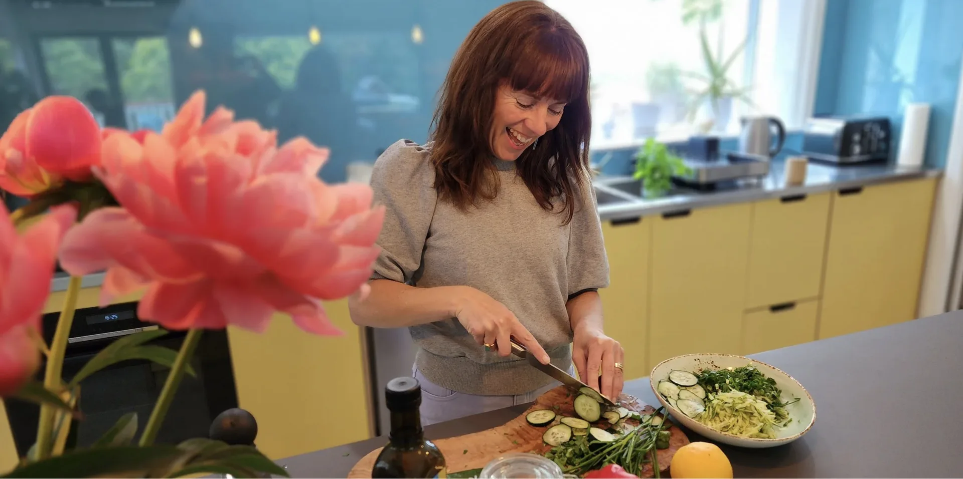 Jasmine June preparing a whole-food meal